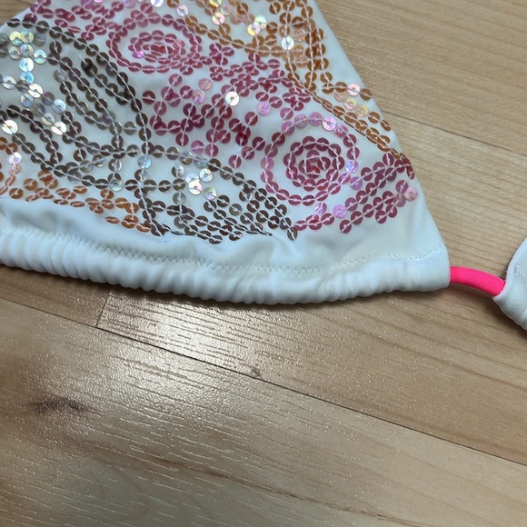 SM Victoria’s Secret sequin neon pink string bikini triangle halter two piece, - Picture 7 of 12